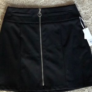 Black Stretch Mini Skirt With Zipper